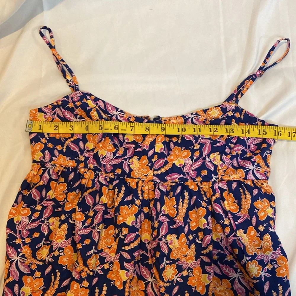 142 J.Crew Floral Tank Top Blue Orange Flowy Cami Small Lightweight Summer